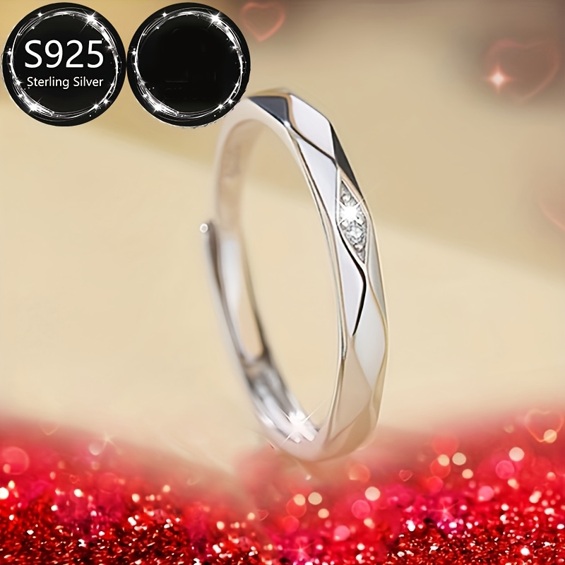925 Silver Geometric Wedding Bands - Perfect Gift for Girlfriend